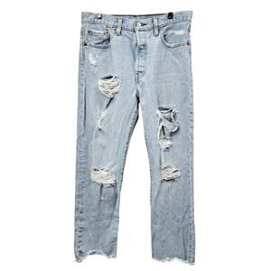 Levi's 501 Women's Size 29x26 Light Wash Jeans 100% Cotton Button Fly Disressed